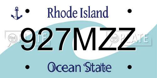 927MZZ Rhode Island License Plate