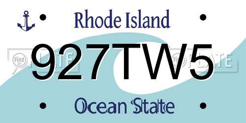 927TW5 Rhode Island License Plate