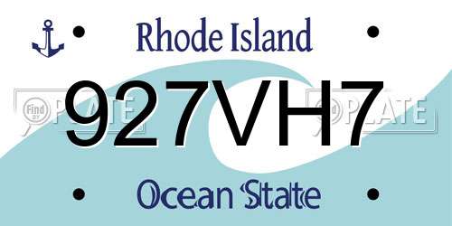 927VH7 Rhode Island License Plate