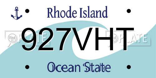 927VHT Rhode Island License Plate