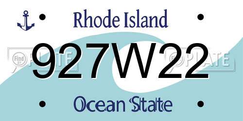 927W22 Rhode Island License Plate