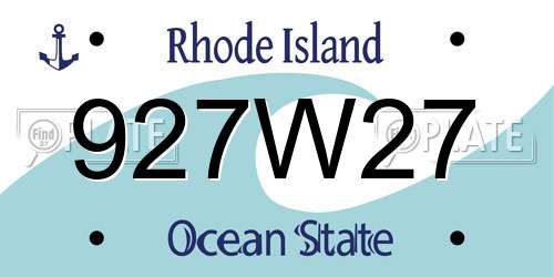 927W27 Rhode Island License Plate