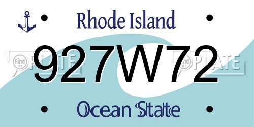 927W72 Rhode Island License Plate