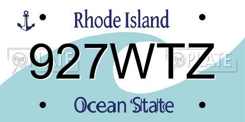 927WTZ Rhode Island License Plate