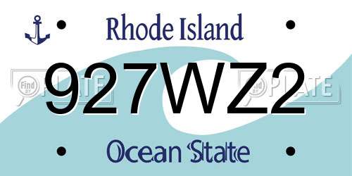 927WZ2 Rhode Island License Plate