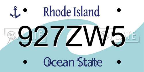 927ZW5 Rhode Island License Plate