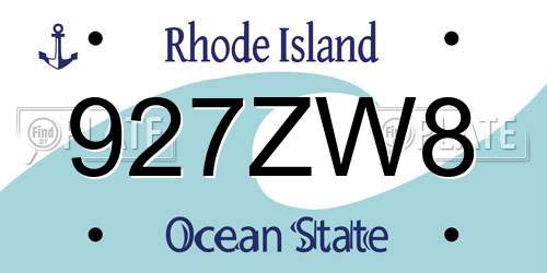 927ZW8 Rhode Island License Plate