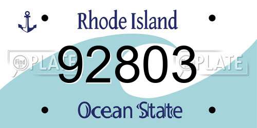 92803 Rhode Island License Plate