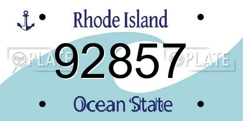 92857 Rhode Island License Plate