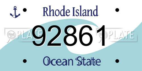 92861 Rhode Island License Plate