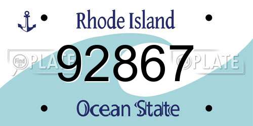 92867 Rhode Island License Plate