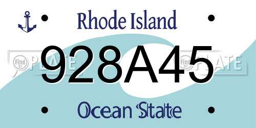 928A45 Rhode Island License Plate