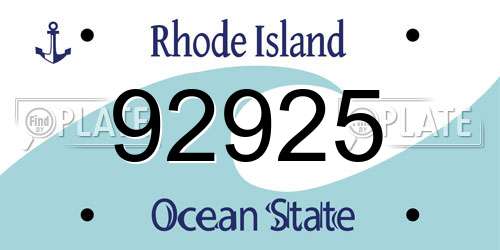 92925 Rhode Island License Plate