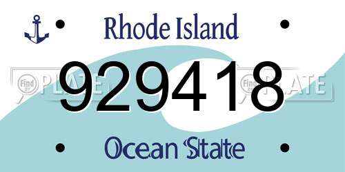 929418 Rhode Island License Plate