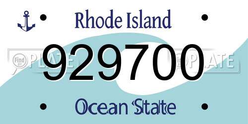 929700 Rhode Island License Plate