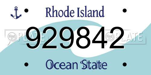 929842 Rhode Island License Plate