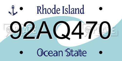 92AQ470 Rhode Island License Plate