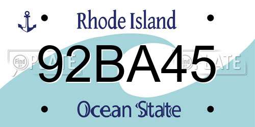 92BA45 Rhode Island License Plate