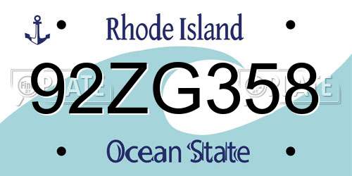 92ZG358 Rhode Island License Plate