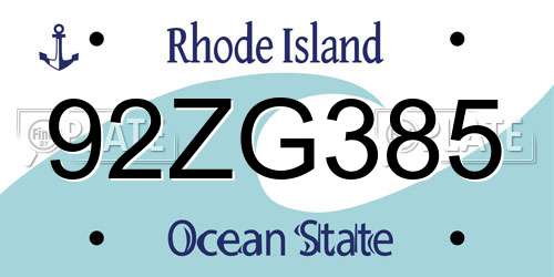 92ZG385 Rhode Island License Plate