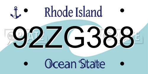 92ZG388 Rhode Island License Plate