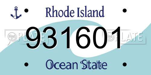 931601 Rhode Island License Plate