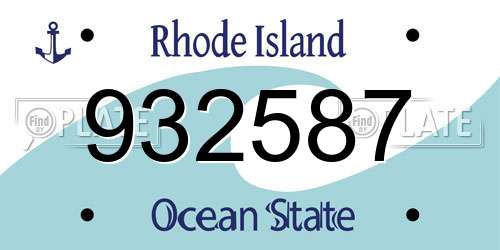 932587 Rhode Island License Plate