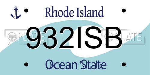 932ISB Rhode Island License Plate