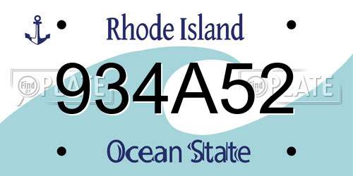 934A52 Rhode Island License Plate