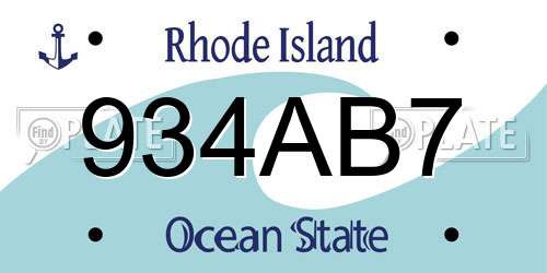 934AB7 Rhode Island License Plate