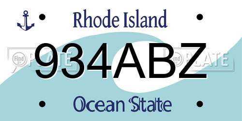 934ABZ Rhode Island License Plate