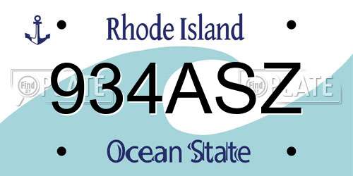 934ASZ Rhode Island License Plate