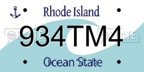 934TM4 Rhode Island License Plate