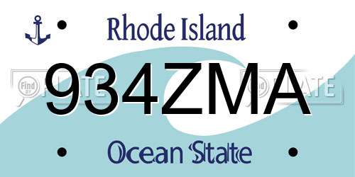 934ZMA Rhode Island License Plate
