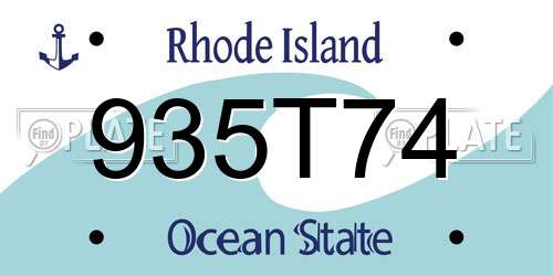 935T74 Rhode Island License Plate