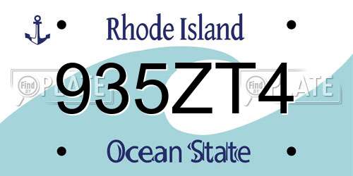 935ZT4 Rhode Island License Plate