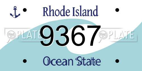 9367 Rhode Island License Plate
