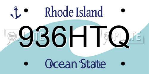 936HTQ Rhode Island License Plate