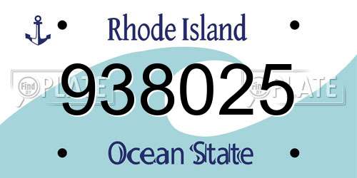 938025 Rhode Island License Plate