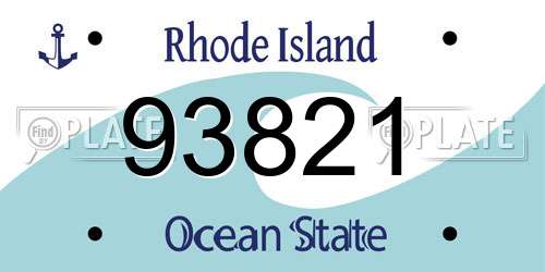 93821 Rhode Island License Plate