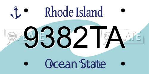 9382TA Rhode Island License Plate
