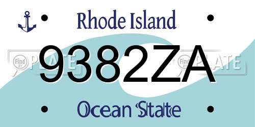 9382ZA Rhode Island License Plate