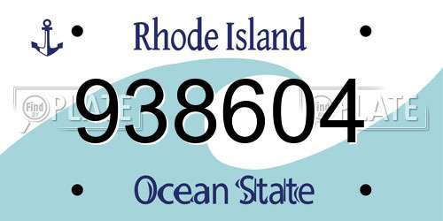 938604 Rhode Island License Plate