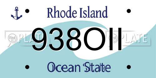 938OII Rhode Island License Plate