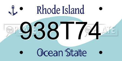 938T74 Rhode Island License Plate