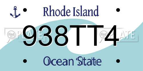 938TT4 Rhode Island License Plate