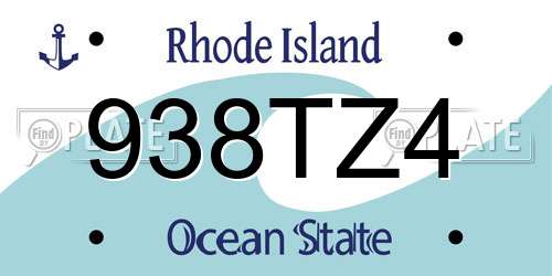 938TZ4 Rhode Island License Plate