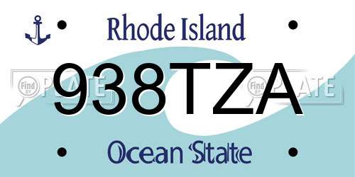 938TZA Rhode Island License Plate