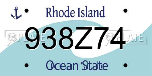 938Z74 Rhode Island License Plate