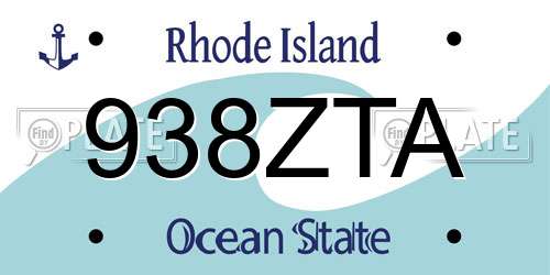938ZTA Rhode Island License Plate